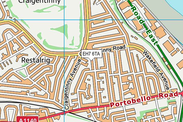 EH7 6TA map - OS VectorMap District (Ordnance Survey)