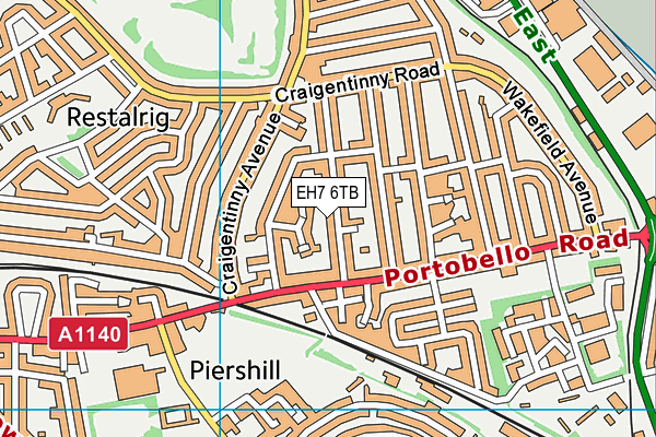 EH7 6TB map - OS VectorMap District (Ordnance Survey)