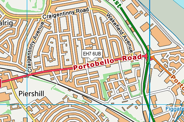 EH7 6UB map - OS VectorMap District (Ordnance Survey)