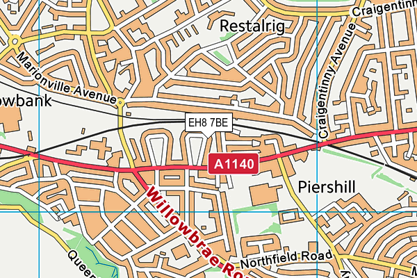 EH8 7BE map - OS VectorMap District (Ordnance Survey)