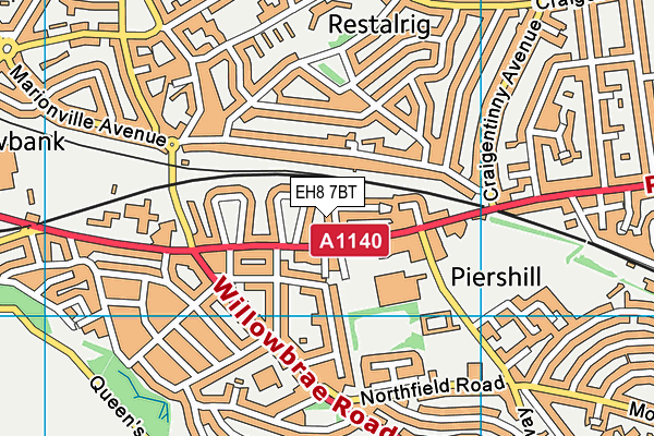 EH8 7BT map - OS VectorMap District (Ordnance Survey)