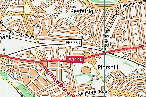 EH8 7BU map - OS VectorMap District (Ordnance Survey)