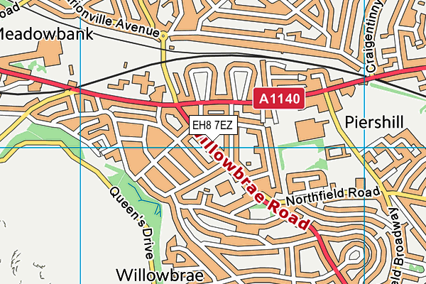 EH8 7EZ map - OS VectorMap District (Ordnance Survey)