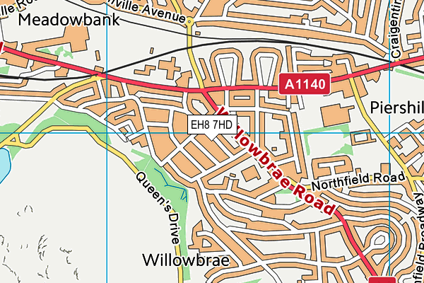 EH8 7HD map - OS VectorMap District (Ordnance Survey)