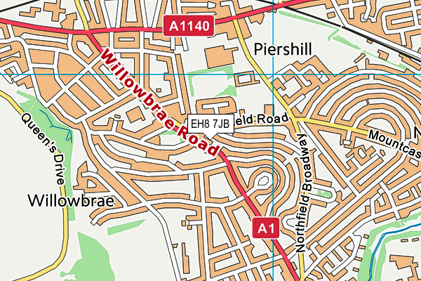 EH8 7JB map - OS VectorMap District (Ordnance Survey)