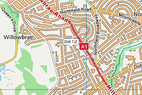 EH8 7JZ map - OS VectorMap District (Ordnance Survey)