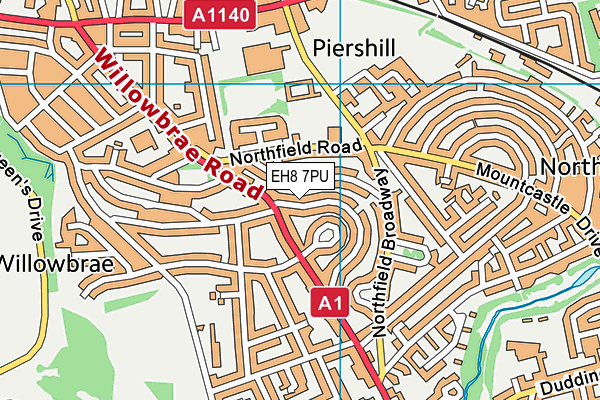 EH8 7PU map - OS VectorMap District (Ordnance Survey)