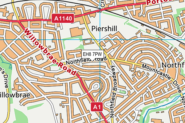 EH8 7PW map - OS VectorMap District (Ordnance Survey)