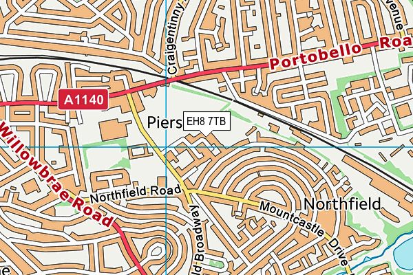 EH8 7TB map - OS VectorMap District (Ordnance Survey)