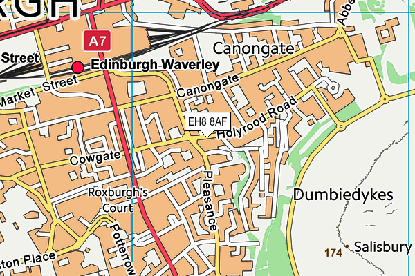 EH8 8AF map - OS VectorMap District (Ordnance Survey)