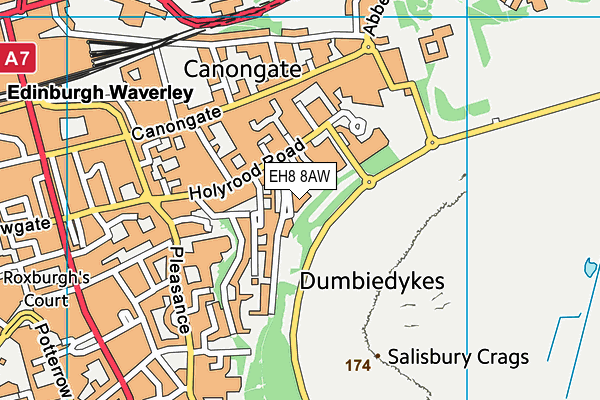 EH8 8AW map - OS VectorMap District (Ordnance Survey)