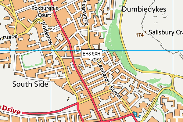 EH8 9XH map - OS VectorMap District (Ordnance Survey)