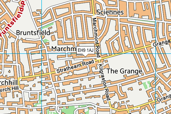 EH9 1AJ map - OS VectorMap District (Ordnance Survey)