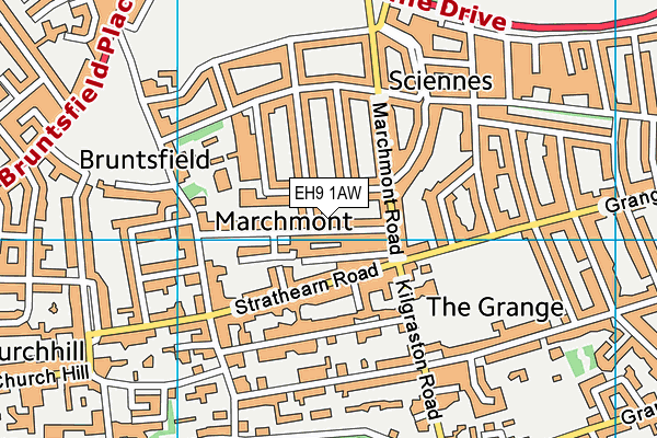 EH9 1AW map - OS VectorMap District (Ordnance Survey)