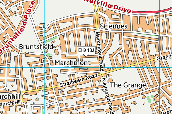 EH9 1BJ map - OS VectorMap District (Ordnance Survey)