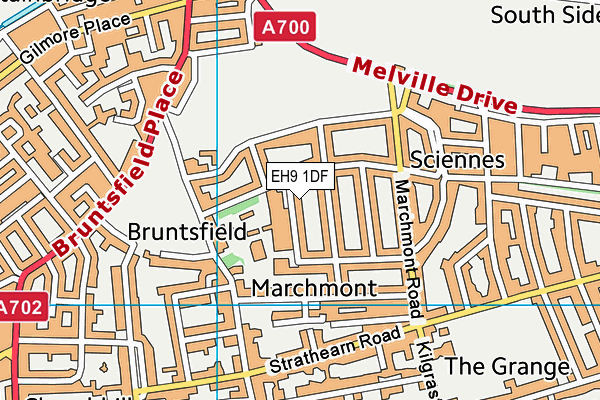 EH9 1DF map - OS VectorMap District (Ordnance Survey)