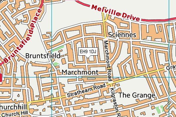 EH9 1DJ map - OS VectorMap District (Ordnance Survey)