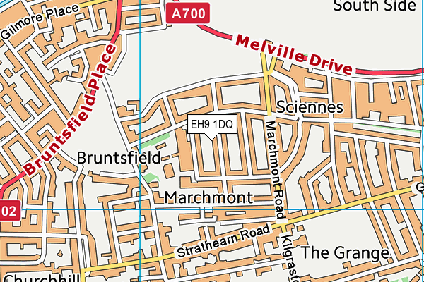 EH9 1DQ map - OS VectorMap District (Ordnance Survey)