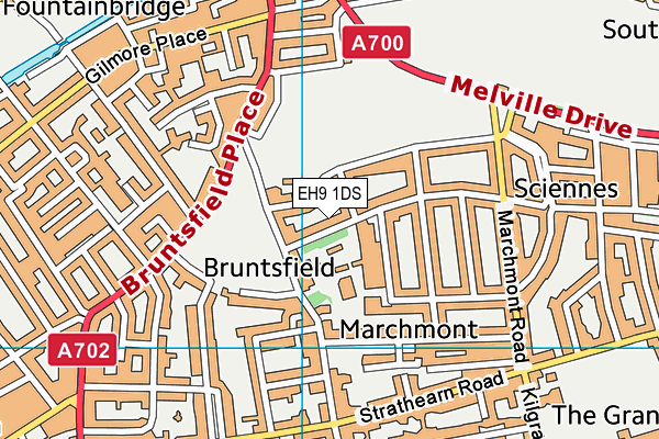 EH9 1DS map - OS VectorMap District (Ordnance Survey)