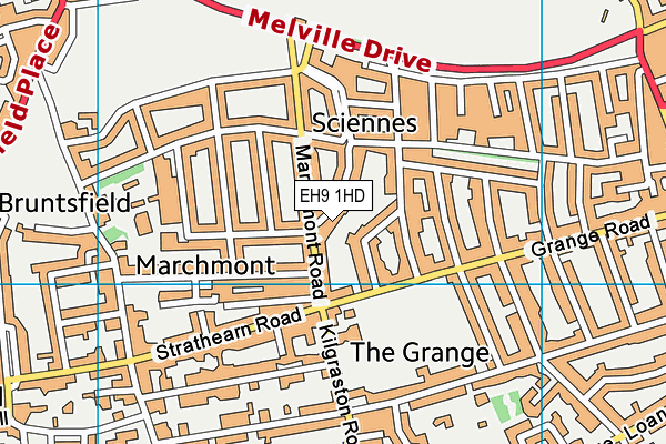 EH9 1HD map - OS VectorMap District (Ordnance Survey)