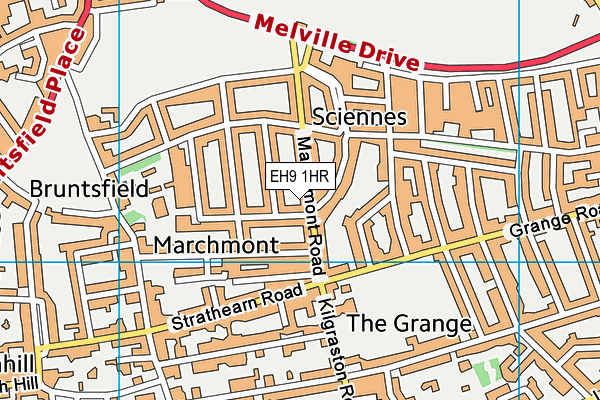 EH9 1HR map - OS VectorMap District (Ordnance Survey)