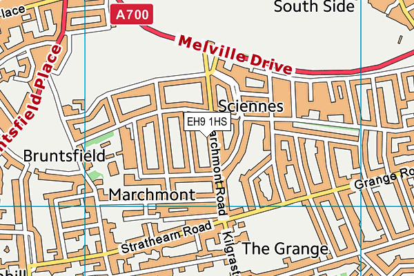 EH9 1HS map - OS VectorMap District (Ordnance Survey)