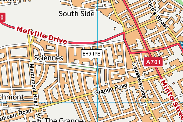 EH9 1PE map - OS VectorMap District (Ordnance Survey)