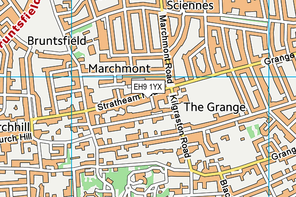 EH9 1YX map - OS VectorMap District (Ordnance Survey)