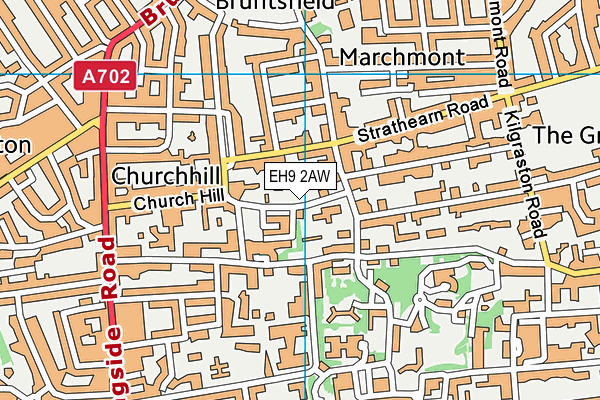 EH9 2AW map - OS VectorMap District (Ordnance Survey)