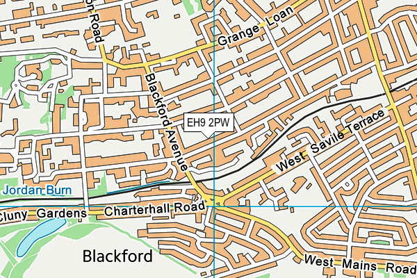 EH9 2PW map - OS VectorMap District (Ordnance Survey)