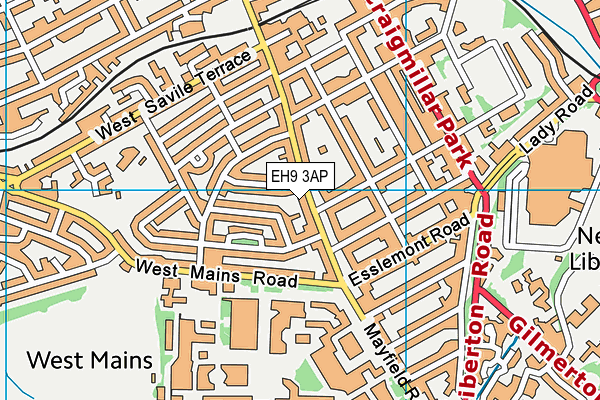 EH9 3AP map - OS VectorMap District (Ordnance Survey)