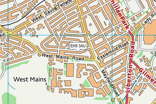 EH9 3AU map - OS VectorMap District (Ordnance Survey)