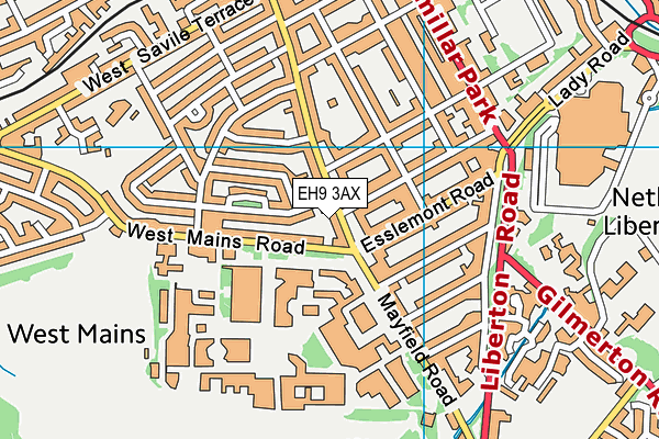 EH9 3AX map - OS VectorMap District (Ordnance Survey)