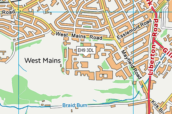 EH9 3DL map - OS VectorMap District (Ordnance Survey)