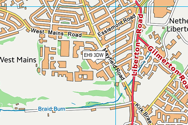 EH9 3DW map - OS VectorMap District (Ordnance Survey)