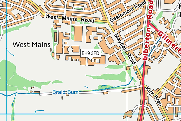 EH9 3FD map - OS VectorMap District (Ordnance Survey)