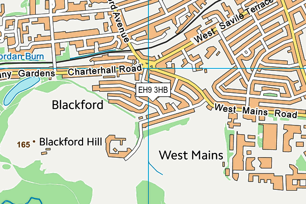 EH9 3HB map - OS VectorMap District (Ordnance Survey)