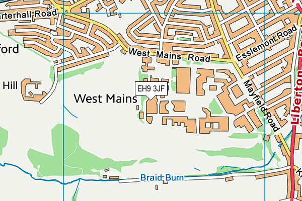 EH9 3JF map - OS VectorMap District (Ordnance Survey)