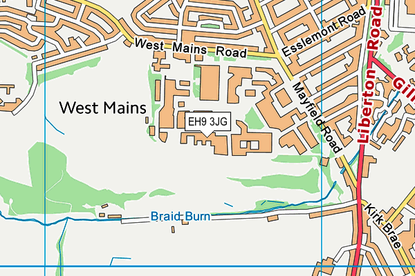 EH9 3JG map - OS VectorMap District (Ordnance Survey)