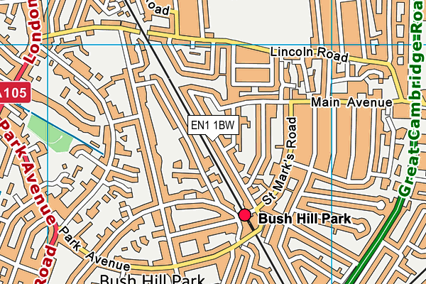 EN1 1BW map - OS VectorMap District (Ordnance Survey)