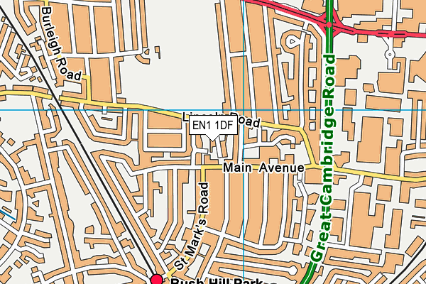 EN1 1DF map - OS VectorMap District (Ordnance Survey)