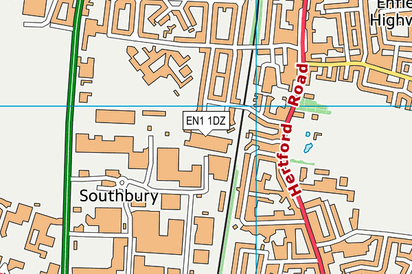 EN1 1DZ map - OS VectorMap District (Ordnance Survey)