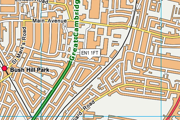 EN1 1FT map - OS VectorMap District (Ordnance Survey)