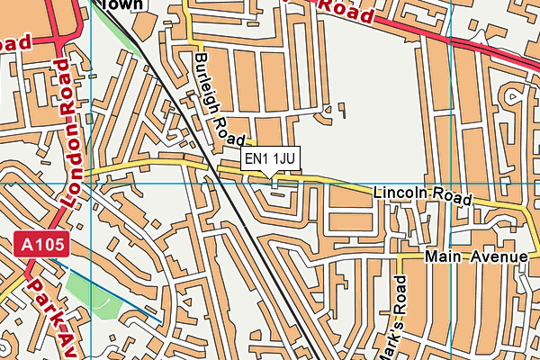 EN1 1JU map - OS VectorMap District (Ordnance Survey)