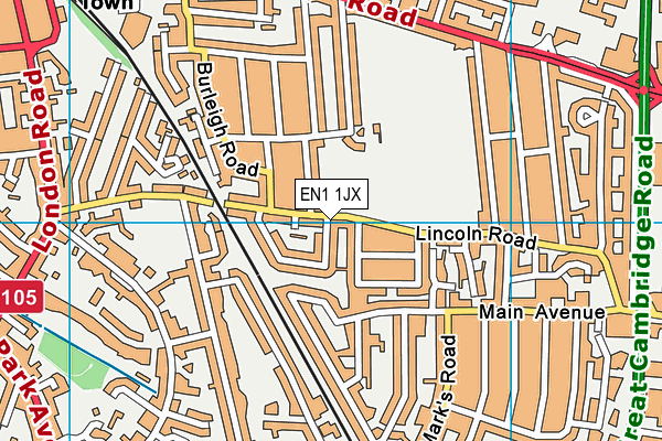 EN1 1JX map - OS VectorMap District (Ordnance Survey)