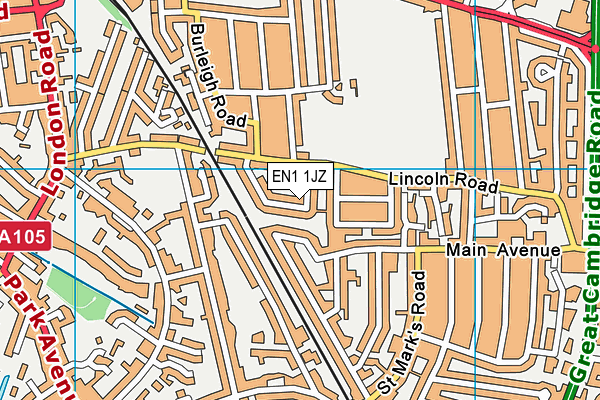 EN1 1JZ map - OS VectorMap District (Ordnance Survey)