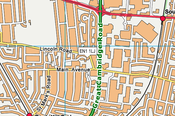 EN1 1LJ map - OS VectorMap District (Ordnance Survey)