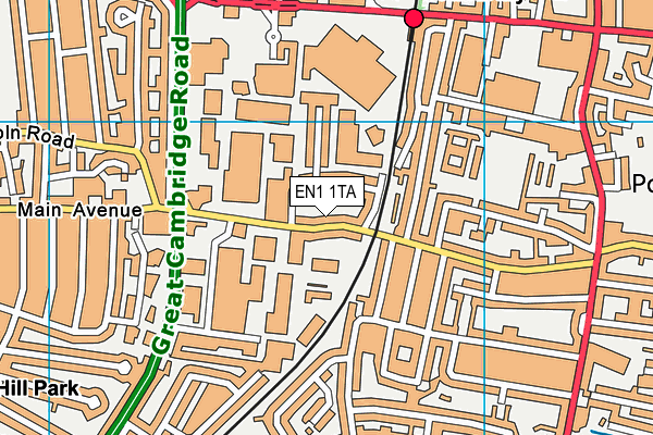 EN1 1TA map - OS VectorMap District (Ordnance Survey)