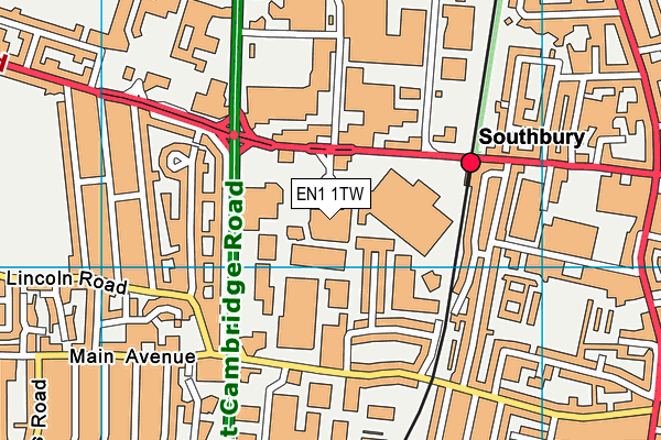 Puregym (London Enfield) map (EN1 1TW) - OS VectorMap District (Ordnance Survey)