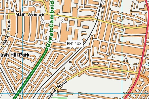 EN1 1UX map - OS VectorMap District (Ordnance Survey)
